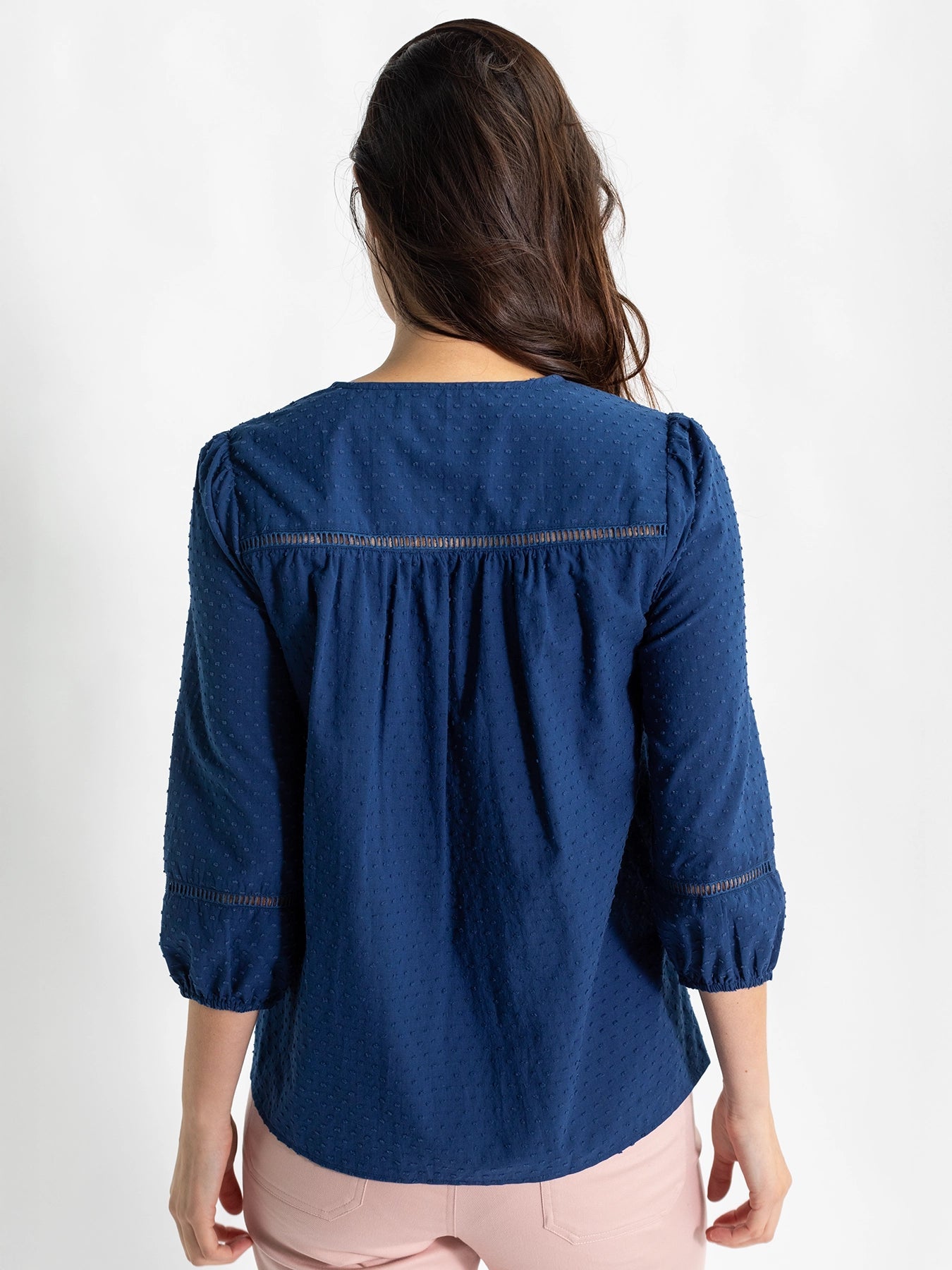 HANNAH blouse Navy Swiss Dot - Lesley Evers - hannah - Shop - Shop/All Products