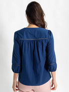 HANNAH blouse Navy Swiss Dot - Lesley Evers - hannah - Shop - Shop/All Products