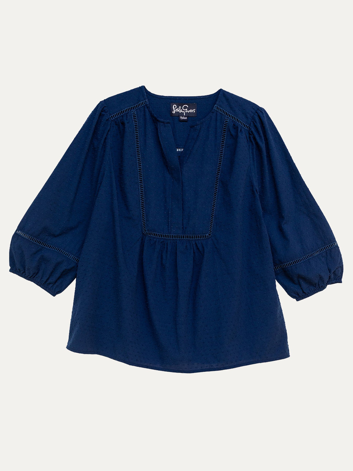 HANNAH blouse Navy Swiss Dot - Lesley Evers-hannah-new-service_blocked