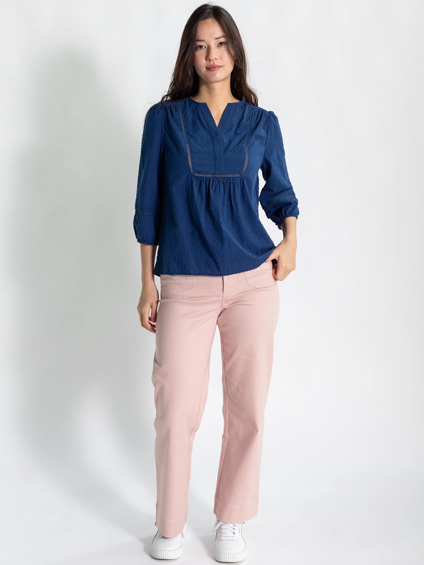 HANNAH blouse Navy Swiss Dot - Lesley Evers - hannah - new - Shop