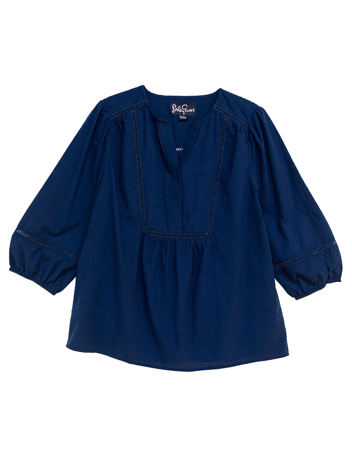 HANNAH blouse Navy Swiss Dot - Lesley Evers - hannah - Shop - Shop/All Products