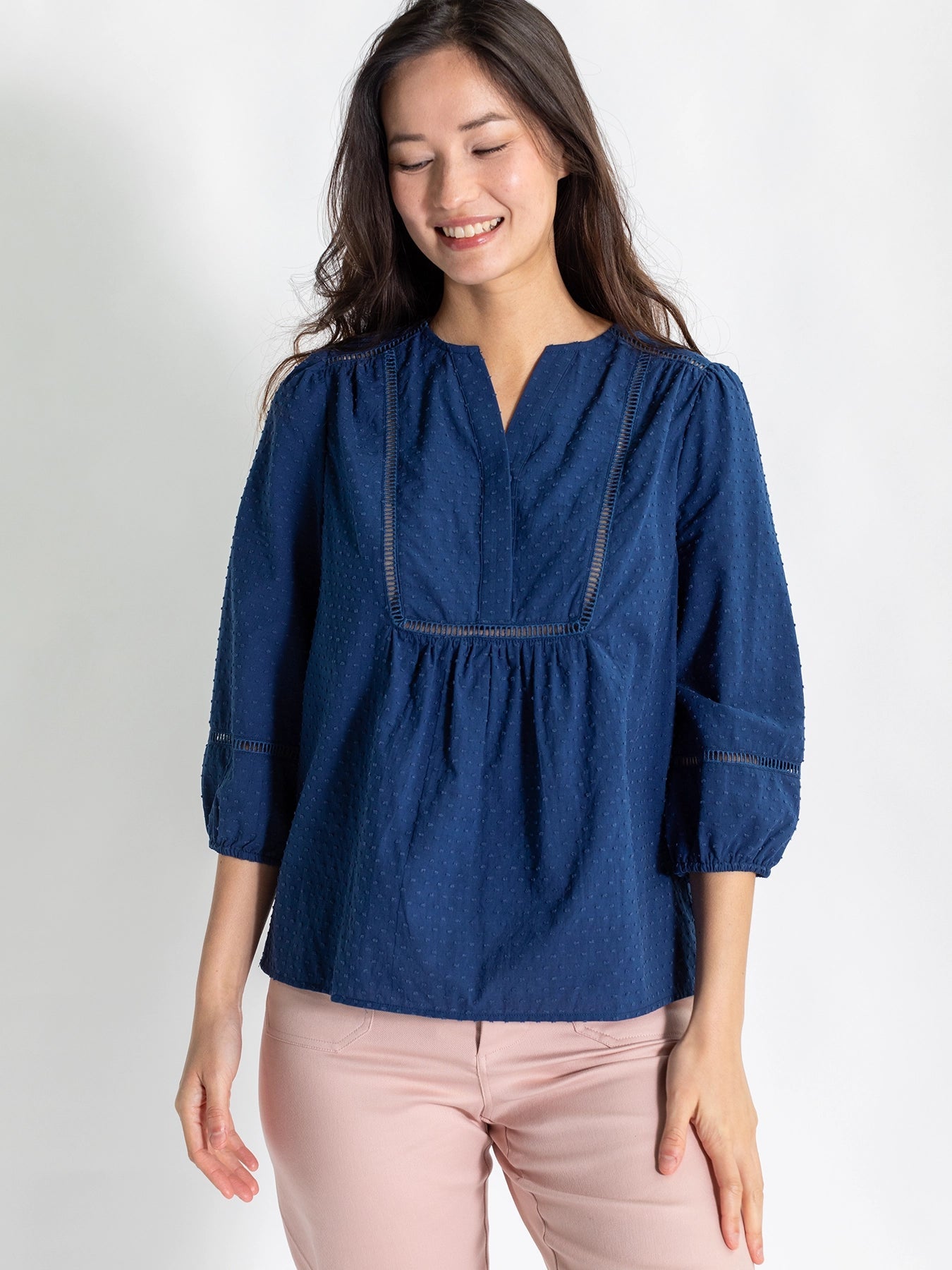 HANNAH blouse Navy Swiss Dot - Lesley Evers - hannah - new - Shop