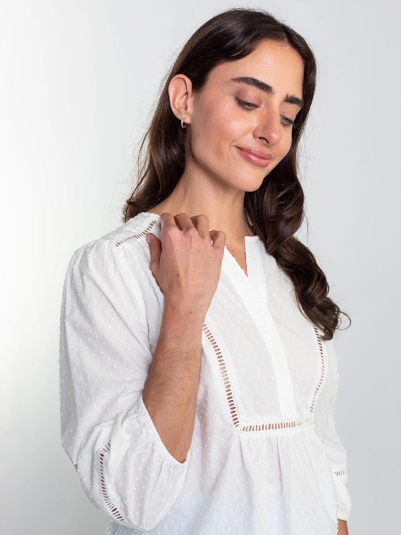 HANNAH blouse White Swiss Dot - Lesley Evers - hannah - Shop - Shop/All Products