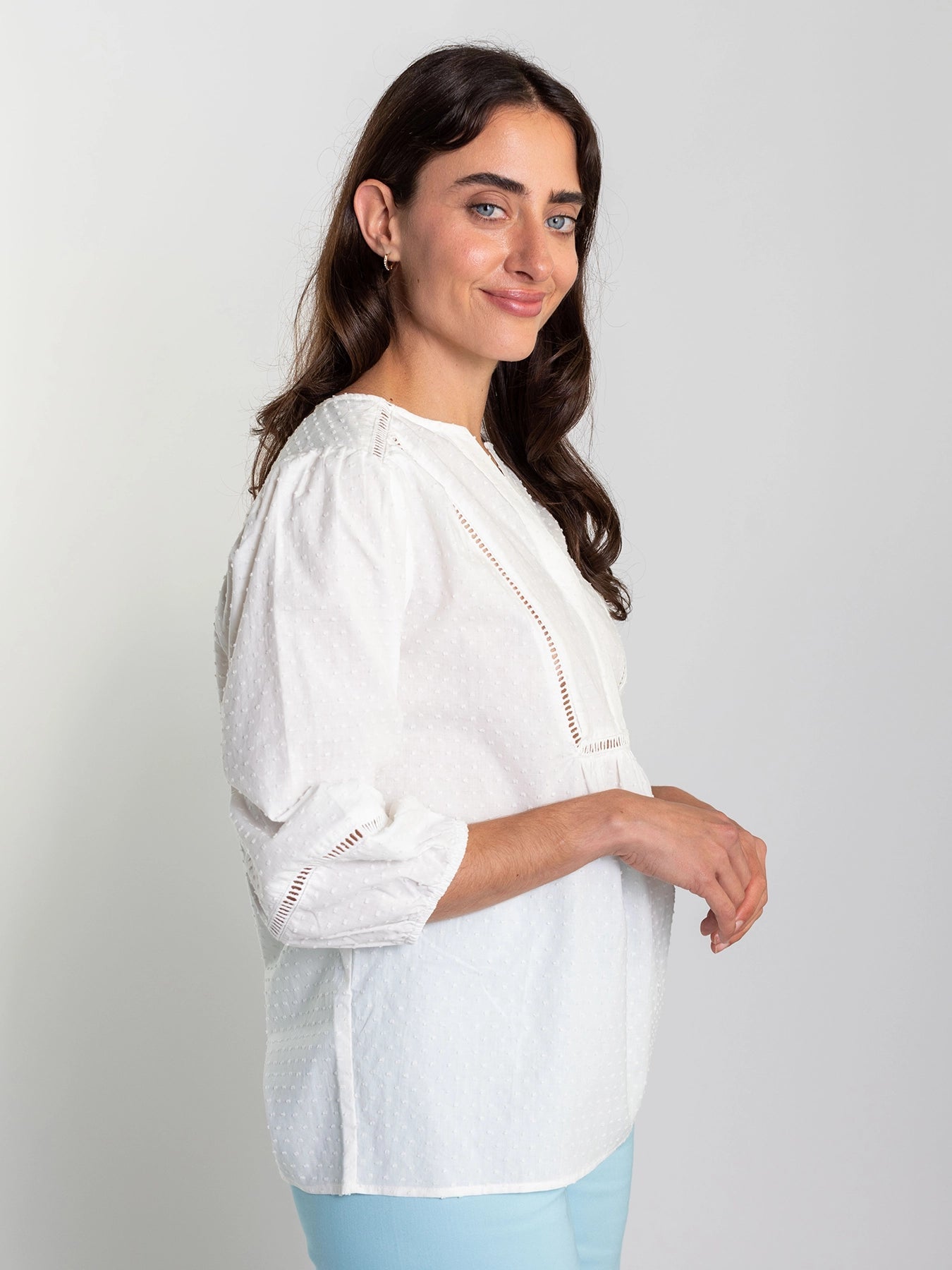 HANNAH blouse White Swiss Dot - Lesley Evers - hannah - Shop - Shop/All Products