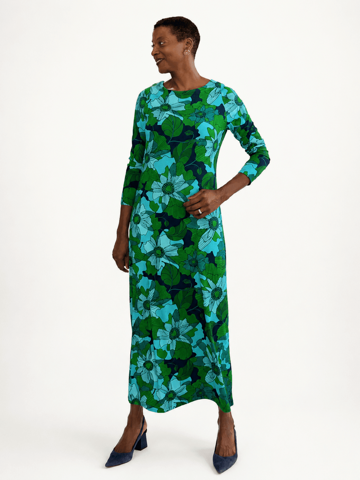 HARLOW dress Wild Bloom Navy - Lesley Evers-Dress-formal-Shop