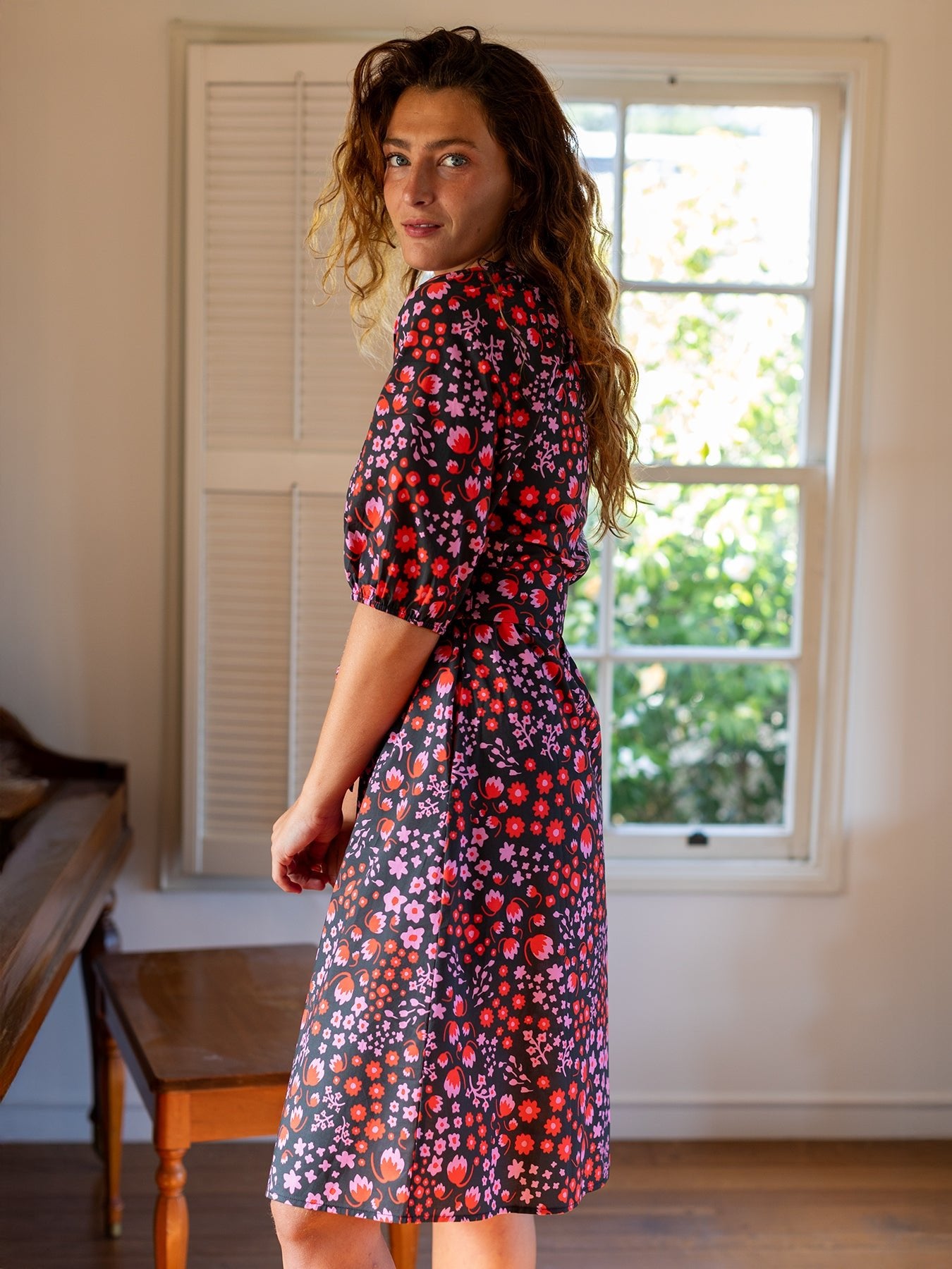 HARRIET dress Blossom Breeze Red – Lesley Evers