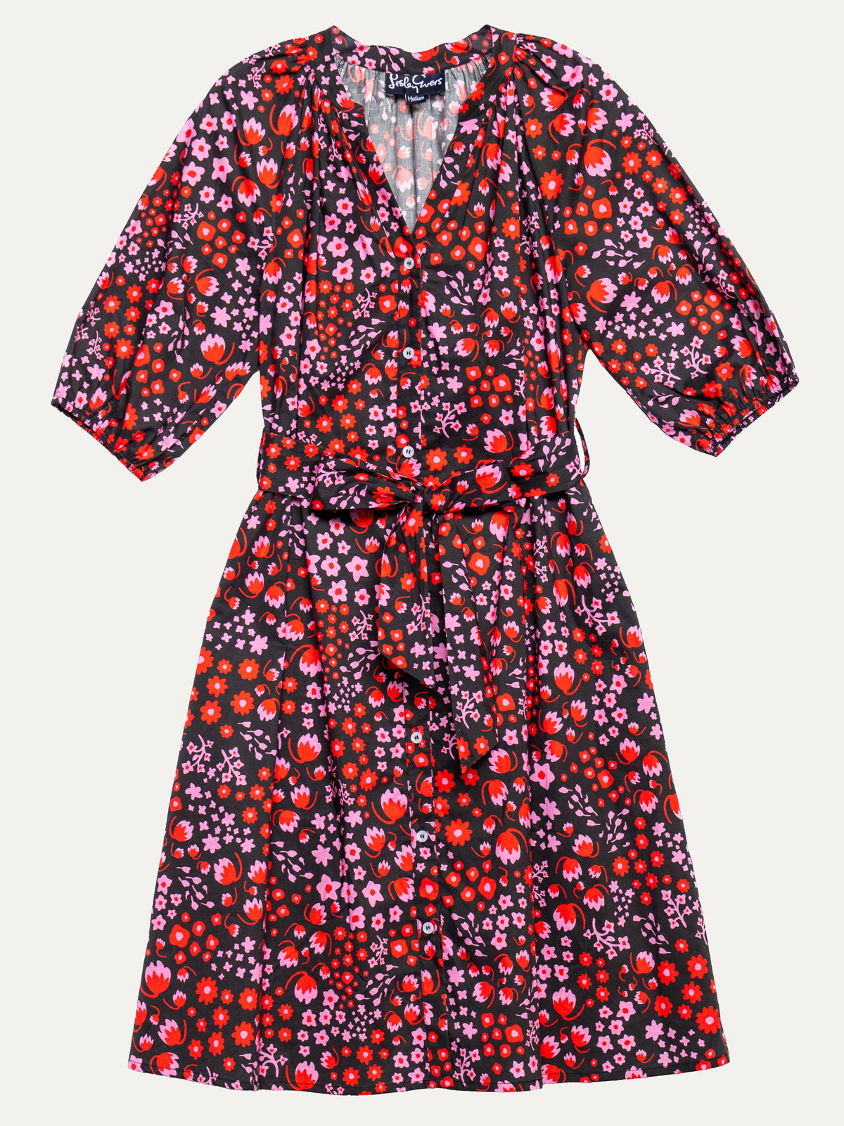 HARRIET dress Blossom Breeze Red - Lesley Evers-blossom breeze red-harriet-navy and white