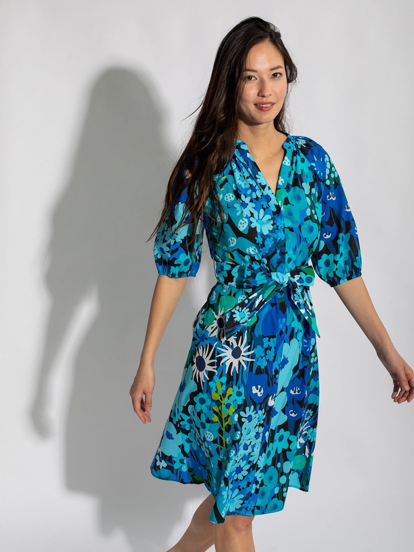 HARRIET dress Garden Party Blue - Lesley Evers - harriet - Shop - Shop/All Products