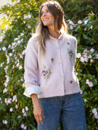 HAZEL cardigan Lavender - Lesley Evers-cardigan-dinner with friends-emma