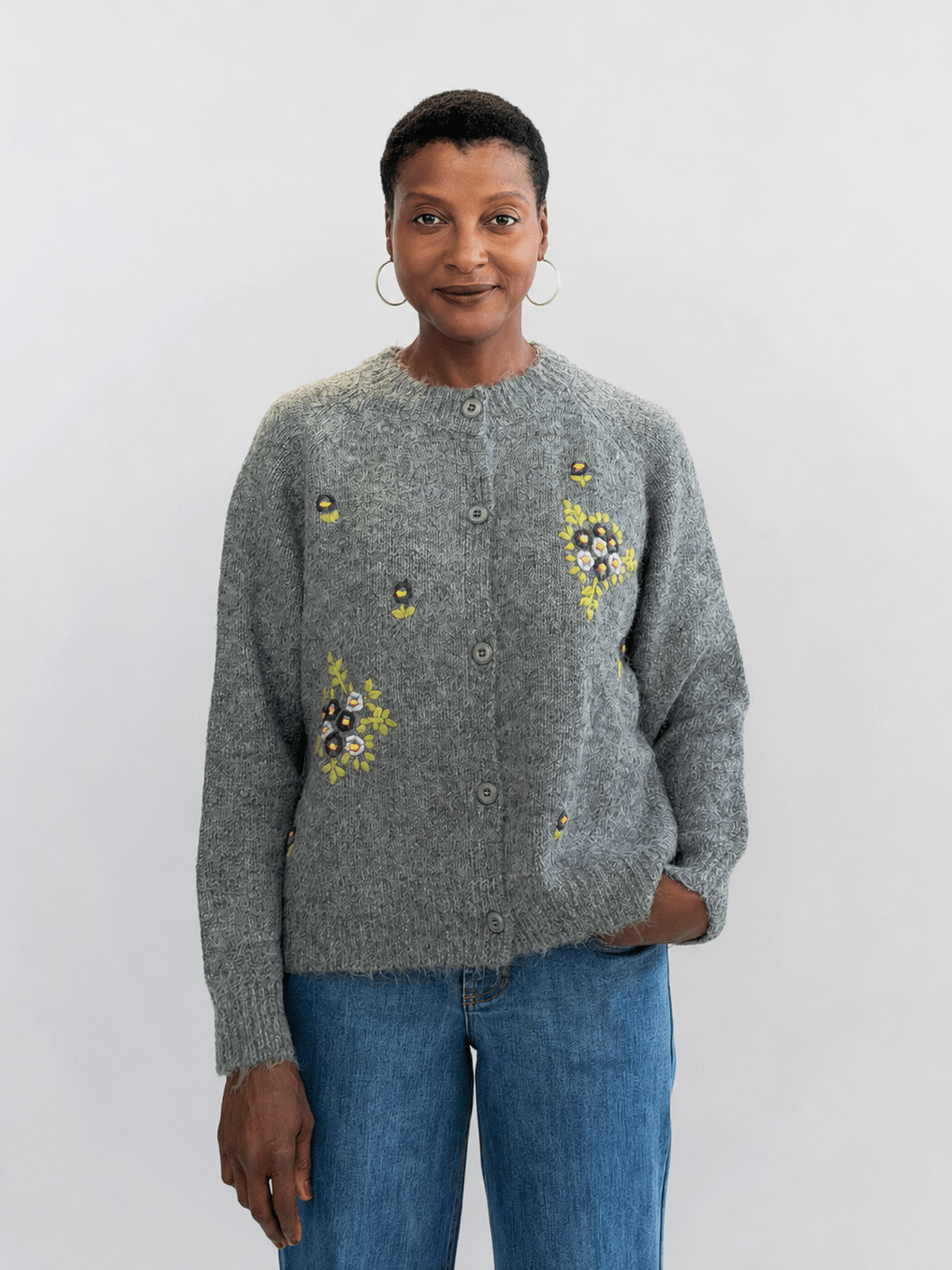 HAZEL cardigan Slate - Lesley Evers-cardigan-dinner with friends-emma