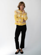 HAZEL Fair Isle cardigan Yellow - Lesley Evers-cardigan-dinner with friends-emma