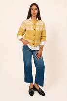 HAZEL fair isle cardigan Yellow - Lesley Evers-cardigan-dinner with friends-emma