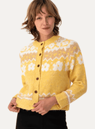 HAZEL Fair Isle cardigan Yellow - Lesley Evers-cardigan-dinner with friends-emma