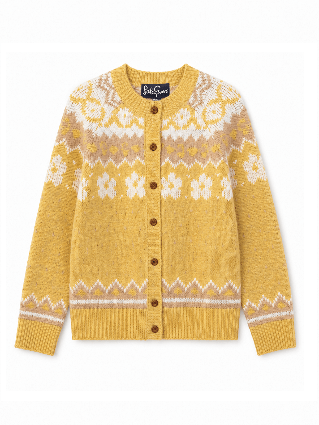 HAZEL fair isle cardigan Yellow - Lesley Evers-cardigan-dinner with friends-emma