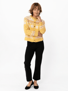 HAZEL Fair Isle cardigan Yellow - Lesley Evers-cardigan-dinner with friends-emma
