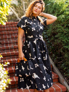 HEIDI dress Jumbo Blooms Black & Ivory - Lesley Evers - cotton dress - Dress - heidi