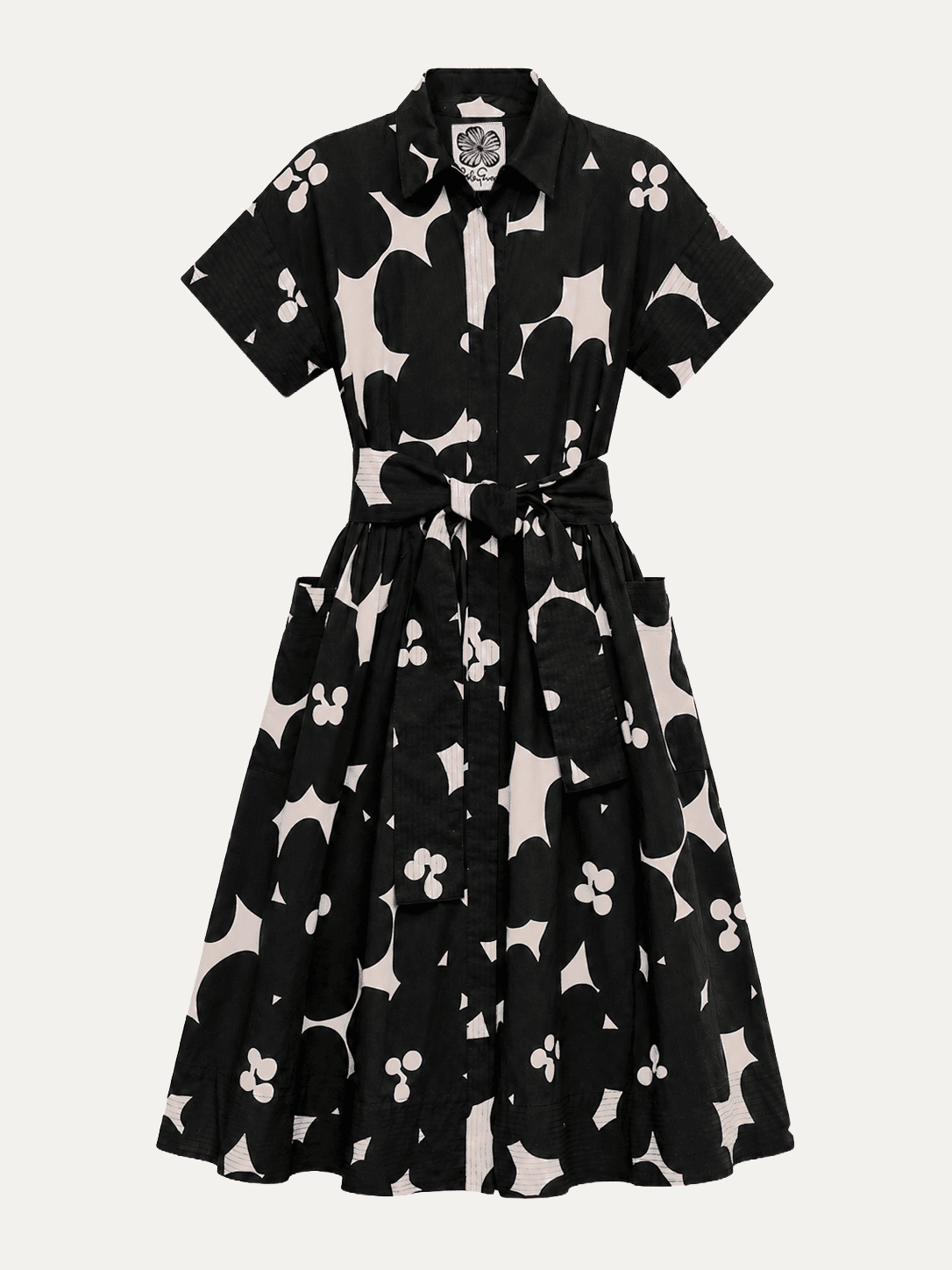 HEIDI dress Jumbo Blooms Black & Ivory - Lesley Evers-cotton dress-Dress-heidi