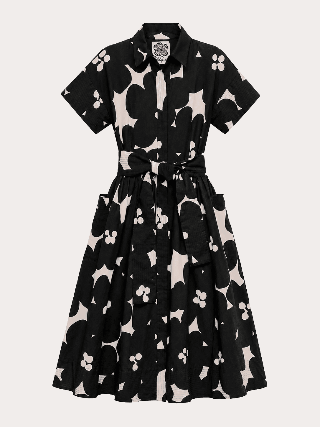 HEIDI dress Jumbo Blooms Black & Ivory - Lesley Evers-cotton dress-Dress-heidi