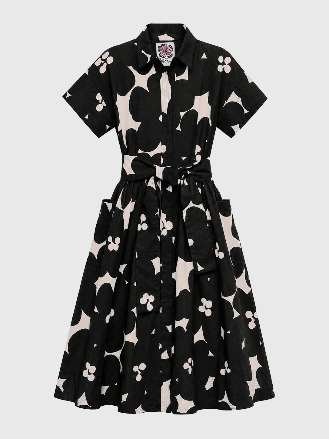 HEIDI dress Jumbo Blooms Black & Ivory - Lesley Evers-cotton dress-Dress-heidi