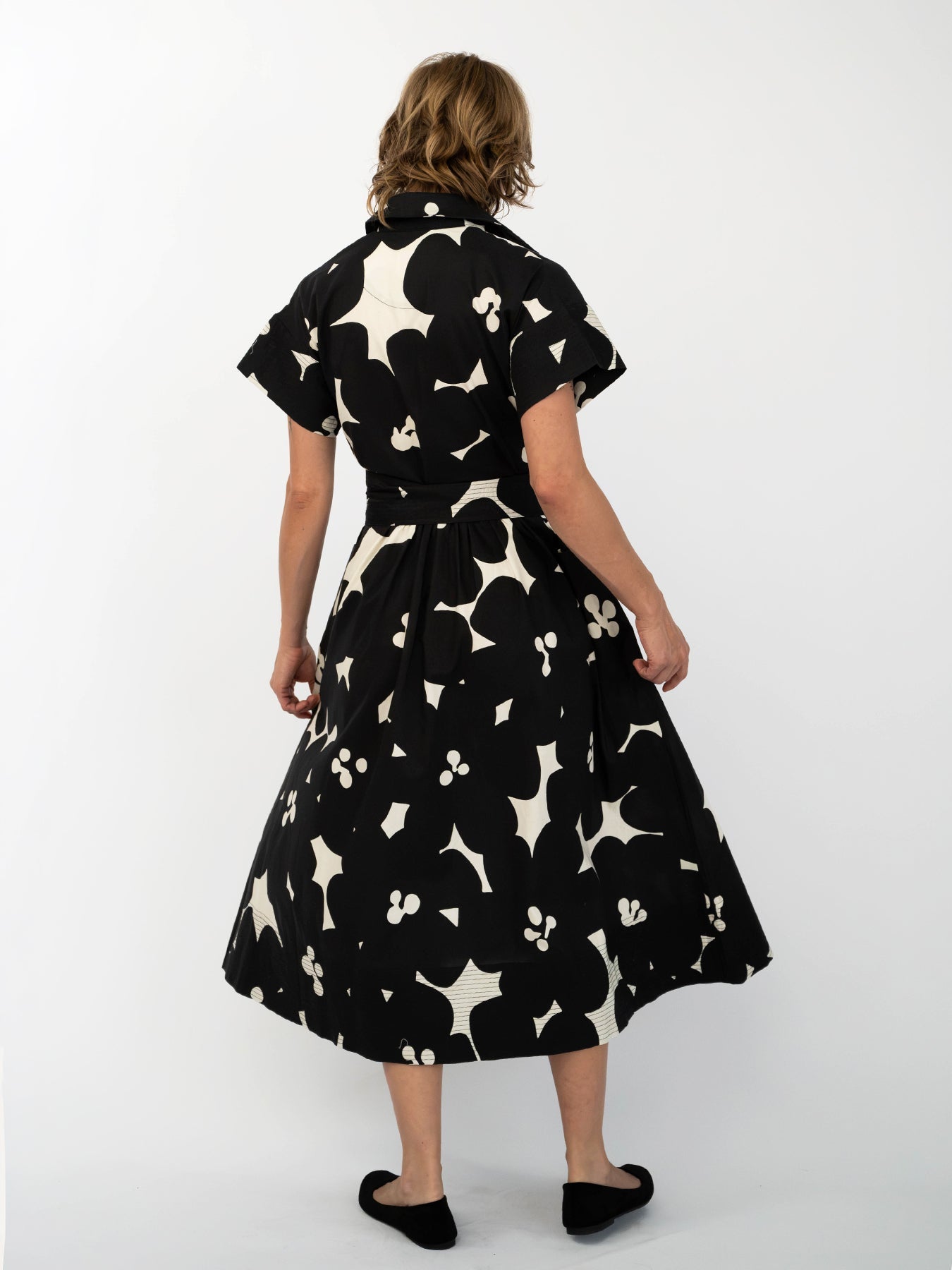 HEIDI dress Jumbo Blooms Black & Ivory - Lesley Evers-cotton dress-Dress-heidi