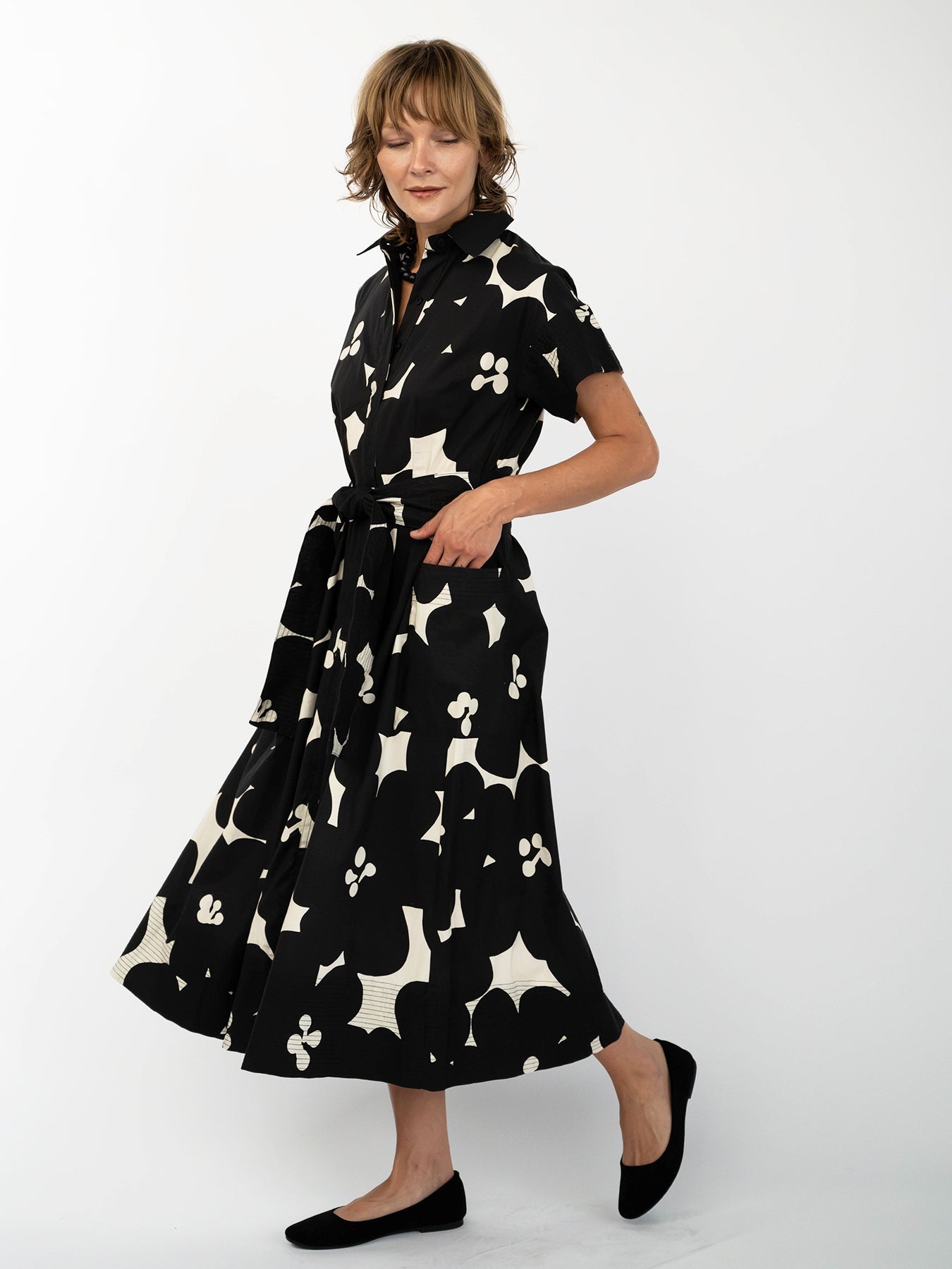 HEIDI dress Jumbo Blooms Black & Ivory – Lesley Evers