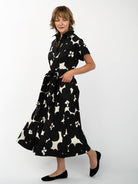 HEIDI dress Jumbo Blooms Black & Ivory - Lesley Evers-cotton dress-Dress-heidi