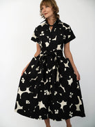 HEIDI dress Jumbo Blooms Black & Ivory - Lesley Evers-cotton dress-Dress-heidi