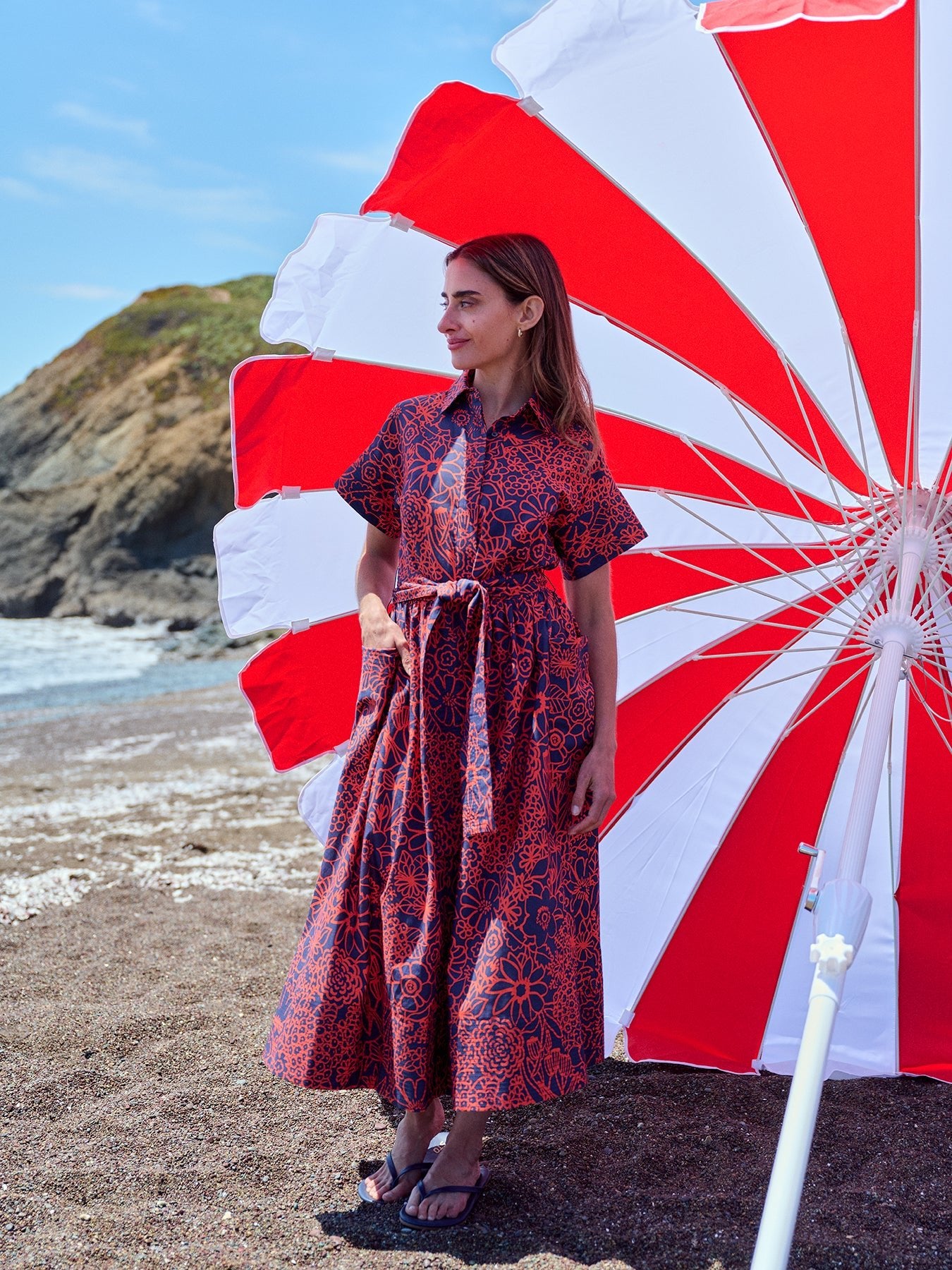 HEIDI dress Midsummer Navy and Red - Lesley Evers - cotton dress - Dress - heidi
