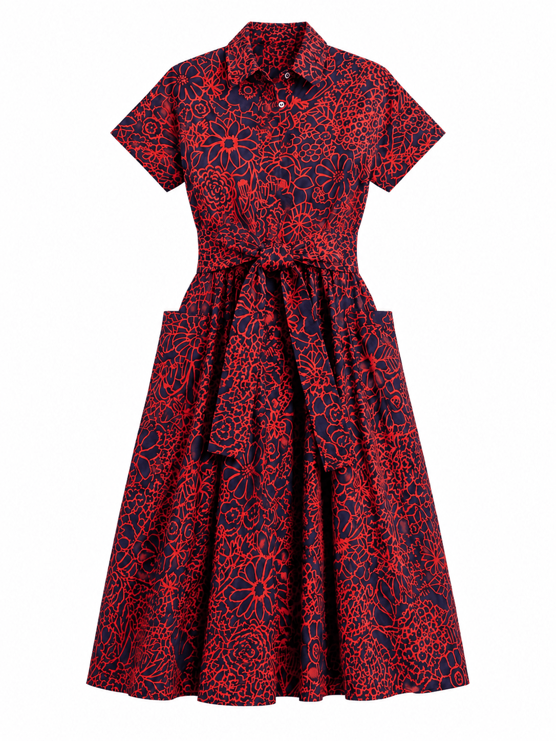 HEIDI dress Midsummer Navy and Red - Lesley Evers - cotton dress - Dress - heidi