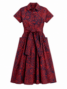 HEIDI dress Midsummer Navy and Red - Lesley Evers - cotton dress - Dress - heidi