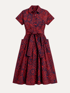 HEIDI dress Midsummer Navy and Red - Lesley Evers-cotton dress-Dress-heidi