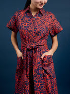 HEIDI dress Midsummer Navy and Red - Lesley Evers - cotton dress - Dress - heidi
