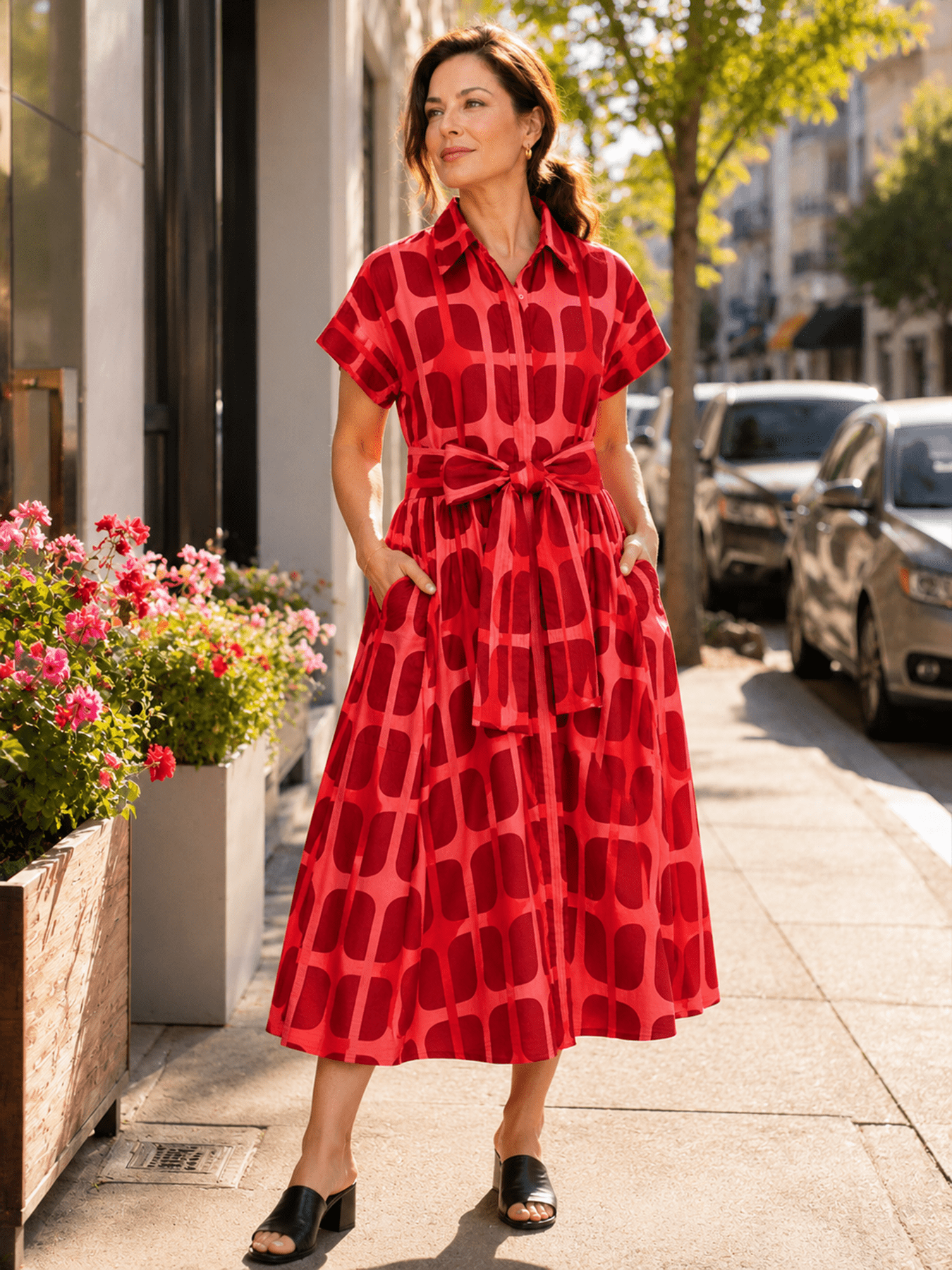 HEIDI dress Sausalito Red - Lesley Evers - cotton dress - Dress - heidi