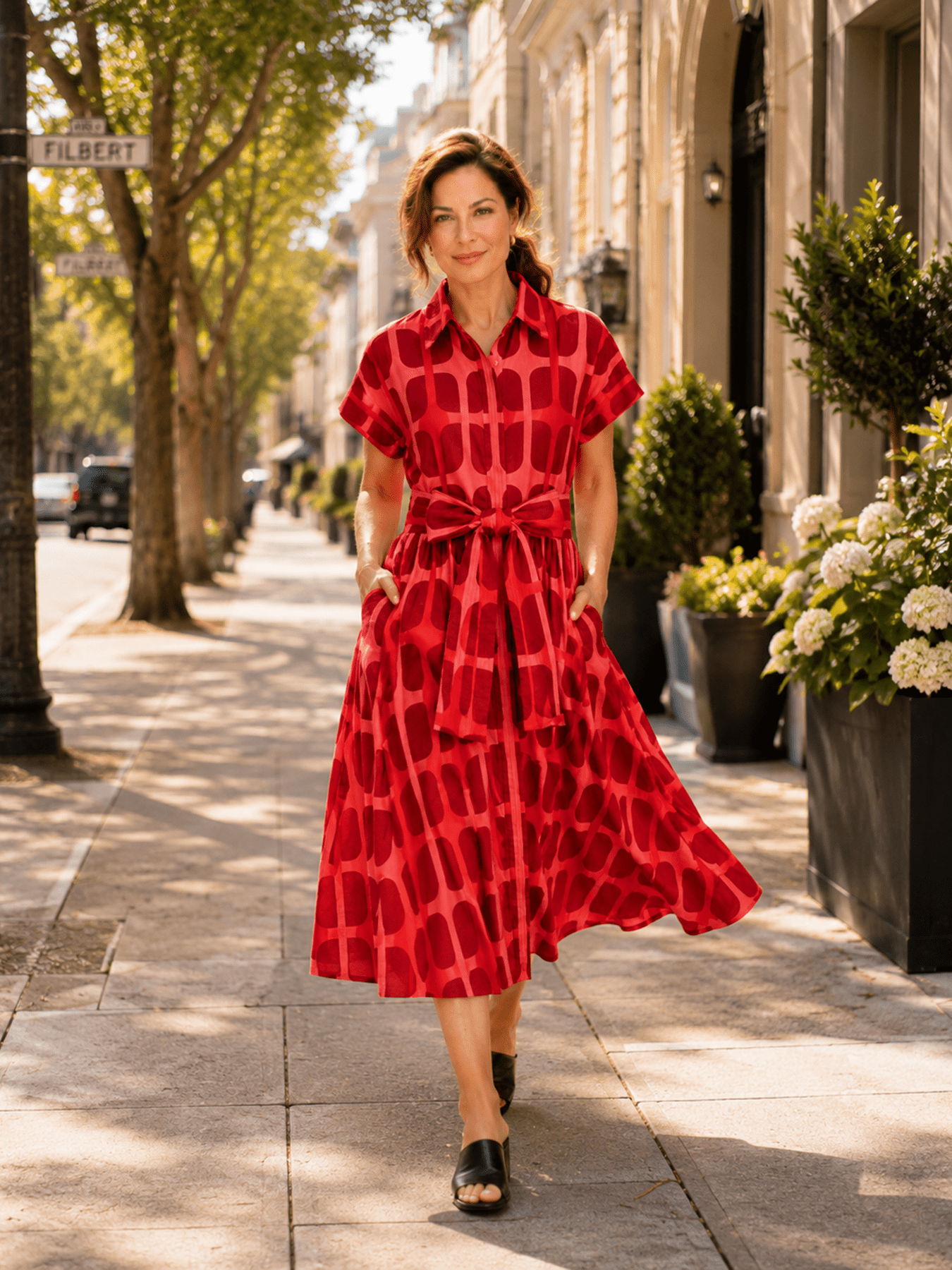 HEIDI dress Sausalito Red - Lesley Evers - cotton dress - Dress - heidi