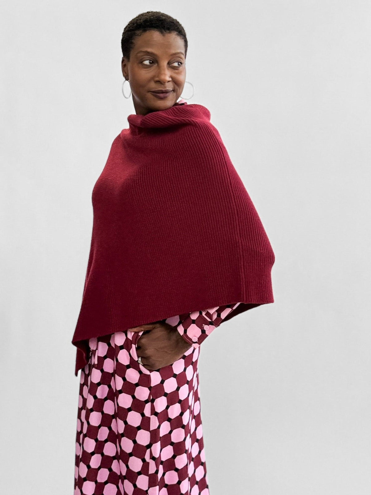 HELEN poncho Burgundy - Lesley Evers-rain poncho-Shop-Shop/All Products