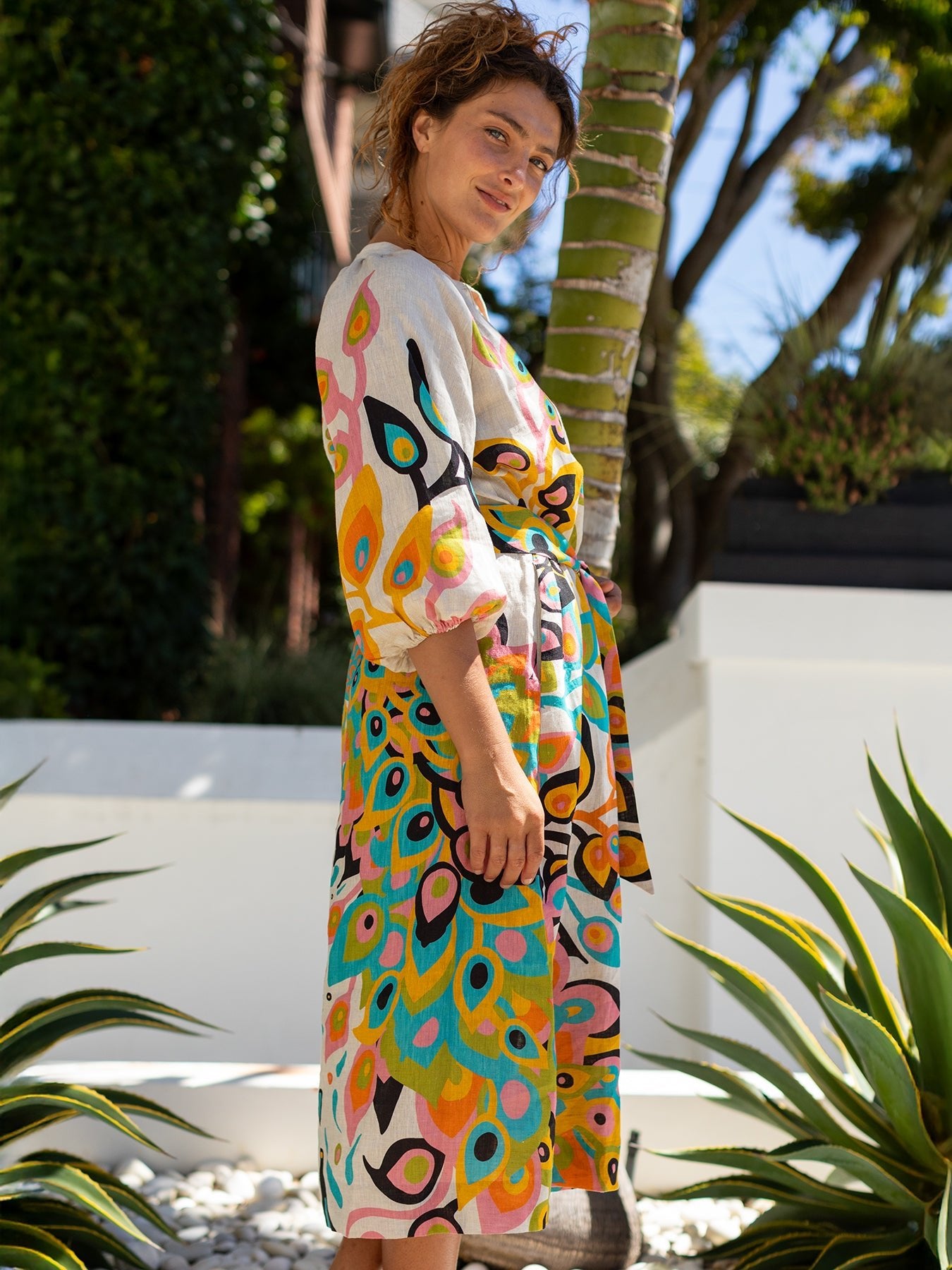 Henrietta Dress Peacock Natural - Lesley Evers - 