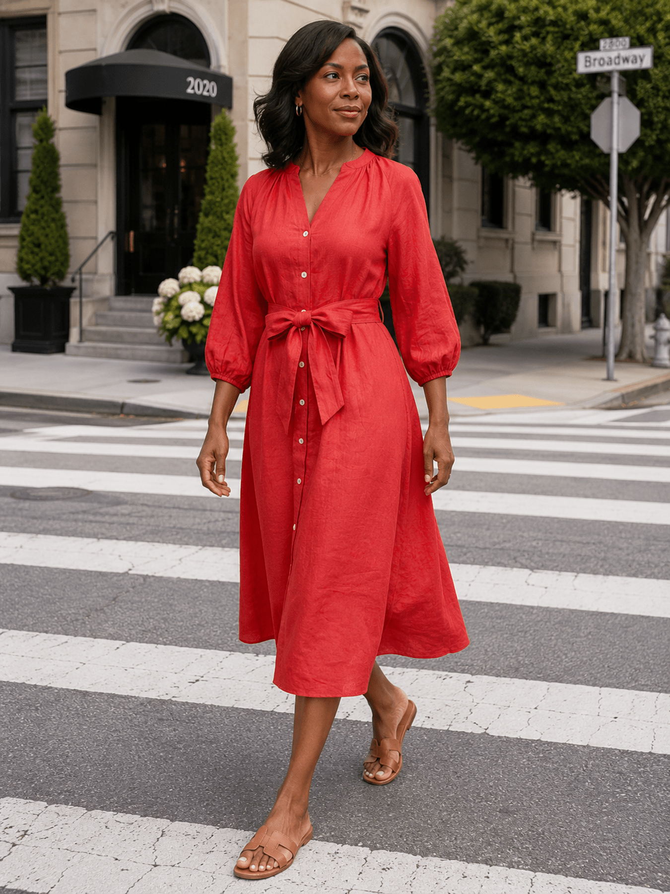 HENRIETTA dress Terra Cotta - Lesley Evers-Dress-linen dress-new