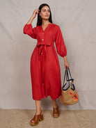 HENRIETTA dress Terra Cotta - Lesley Evers-Dress-linen dress-new