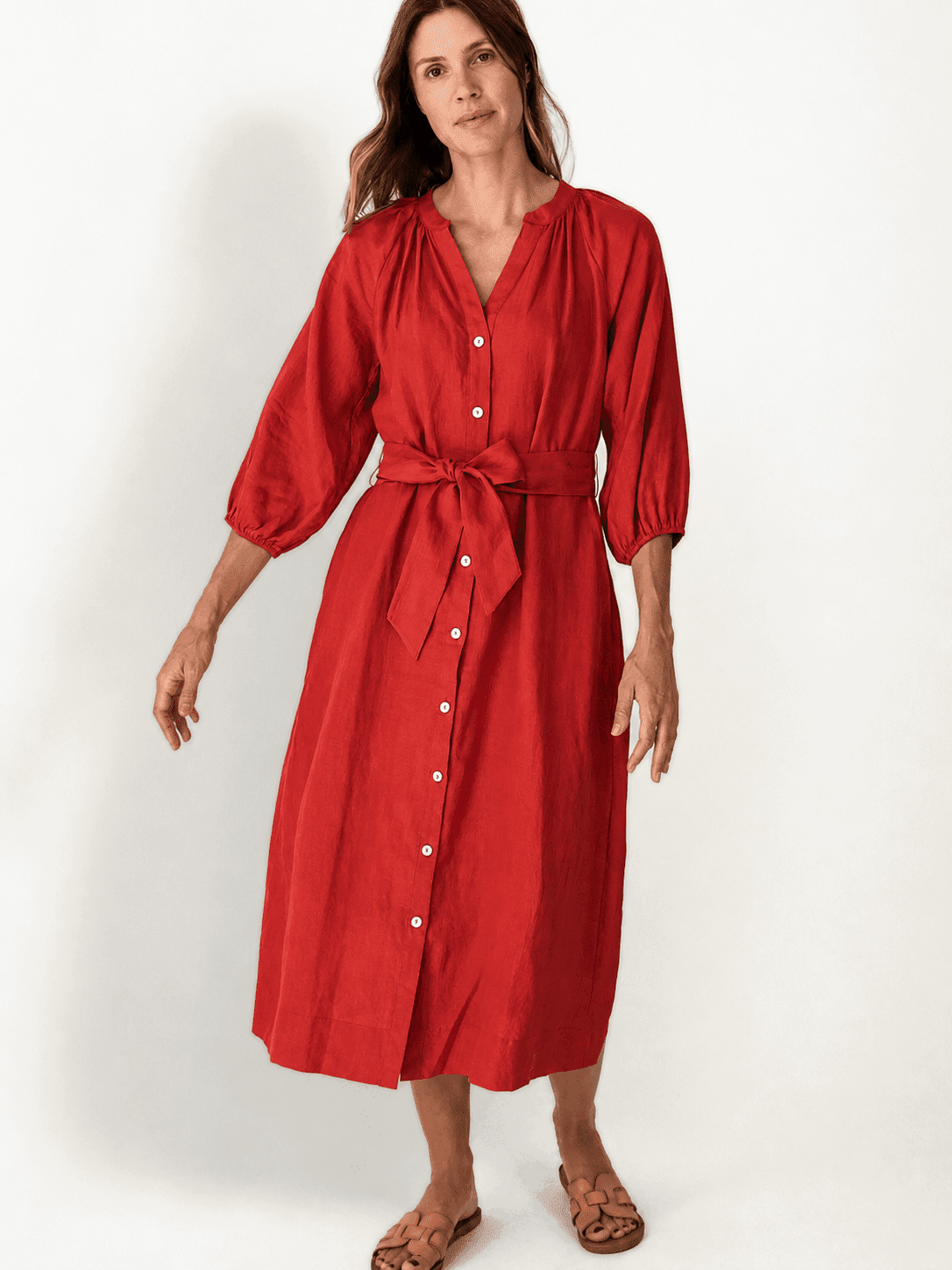 HENRIETTA dress Terra Cotta - Lesley Evers-Dress-linen dress-new