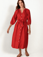 HENRIETTA dress Terra Cotta - Lesley Evers-Dress-linen dress-new