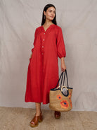 HENRIETTA dress Terra Cotta - Lesley Evers-Dress-linen dress-new