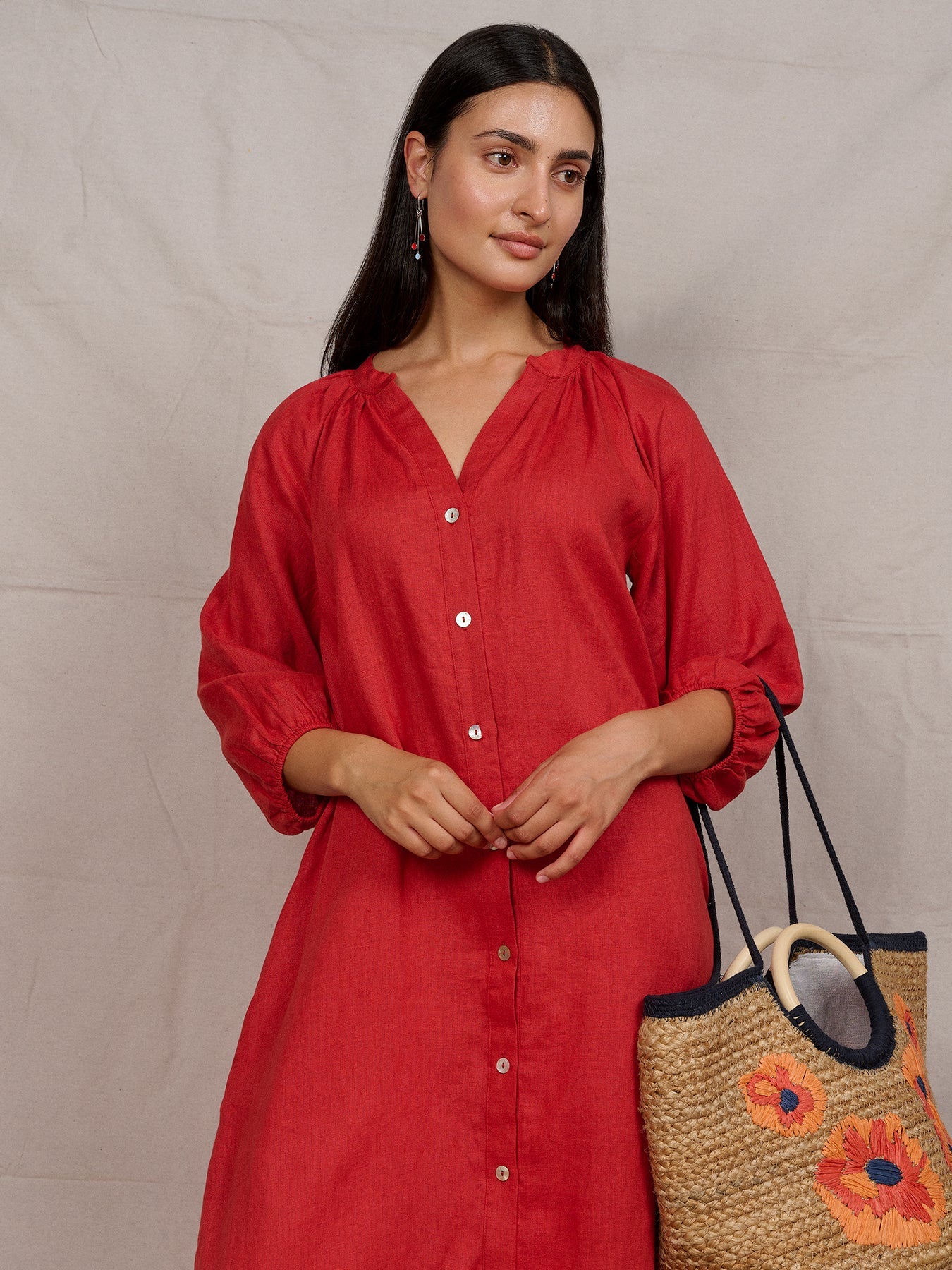 HENRIETTA dress Terra Cotta - Lesley Evers-Dress-linen dress-new