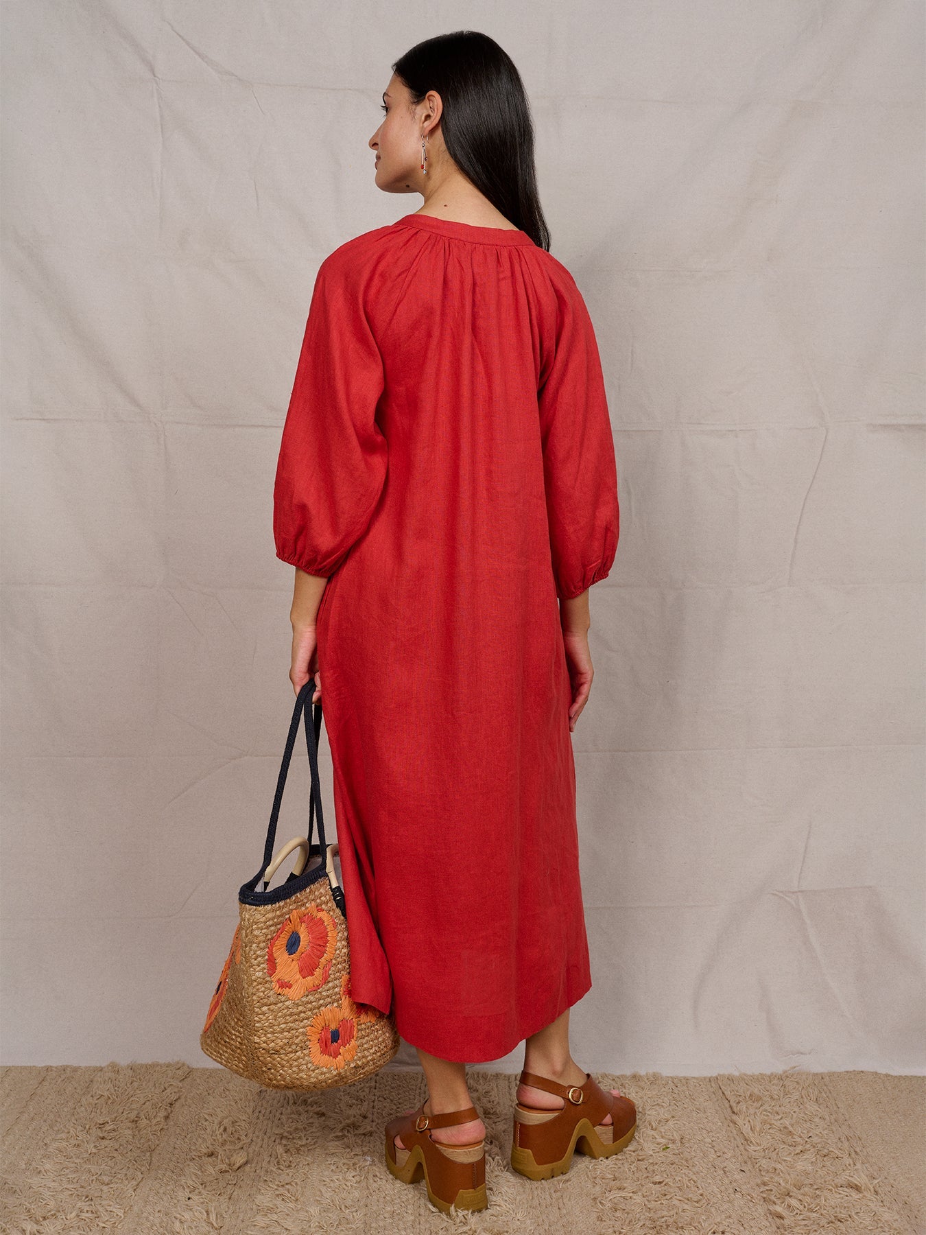 HENRIETTA dress Terra Cotta - Lesley Evers-Dress-linen dress-new