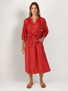 HENRIETTA dress Terra Cotta - Lesley Evers-Dress-linen dress-new