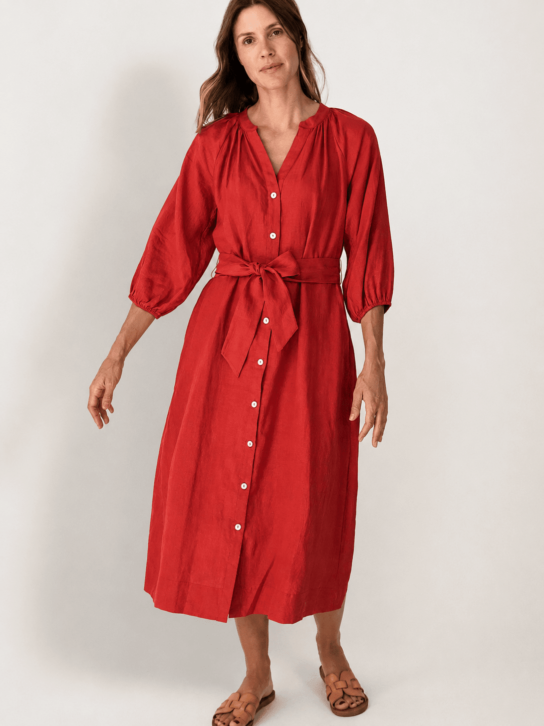HENRIETTA dress Terra Cotta - Lesley Evers-Dress-linen dress-new