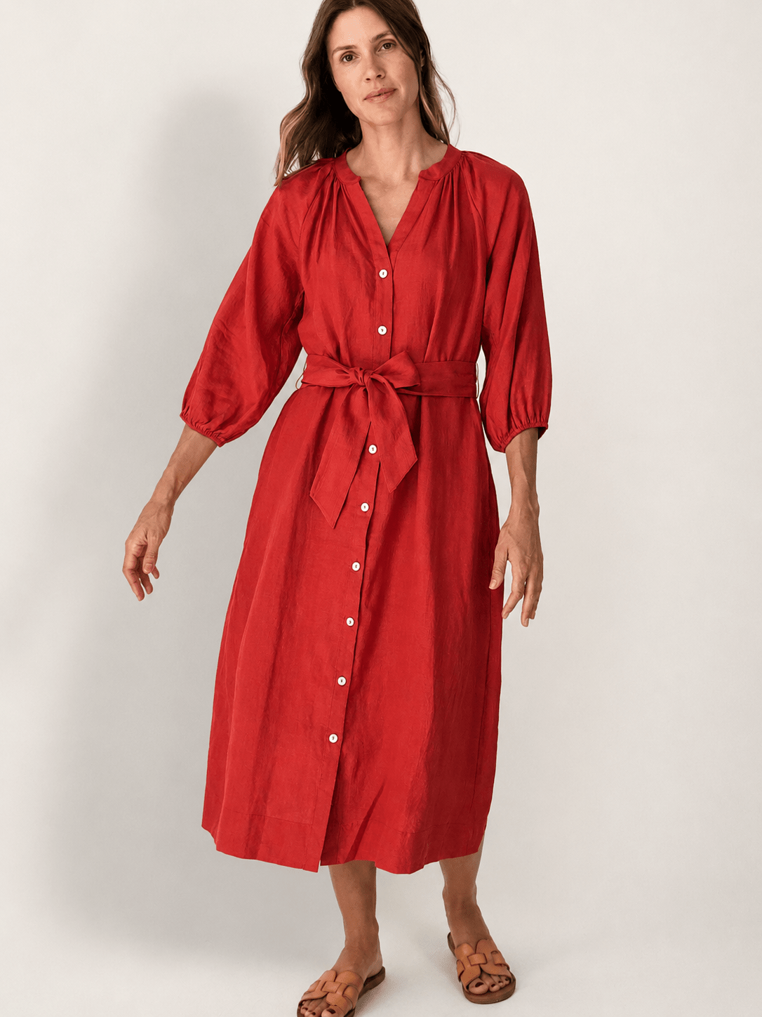 HENRIETTA dress Terra Cotta - Lesley Evers-Dress-linen dress-new
