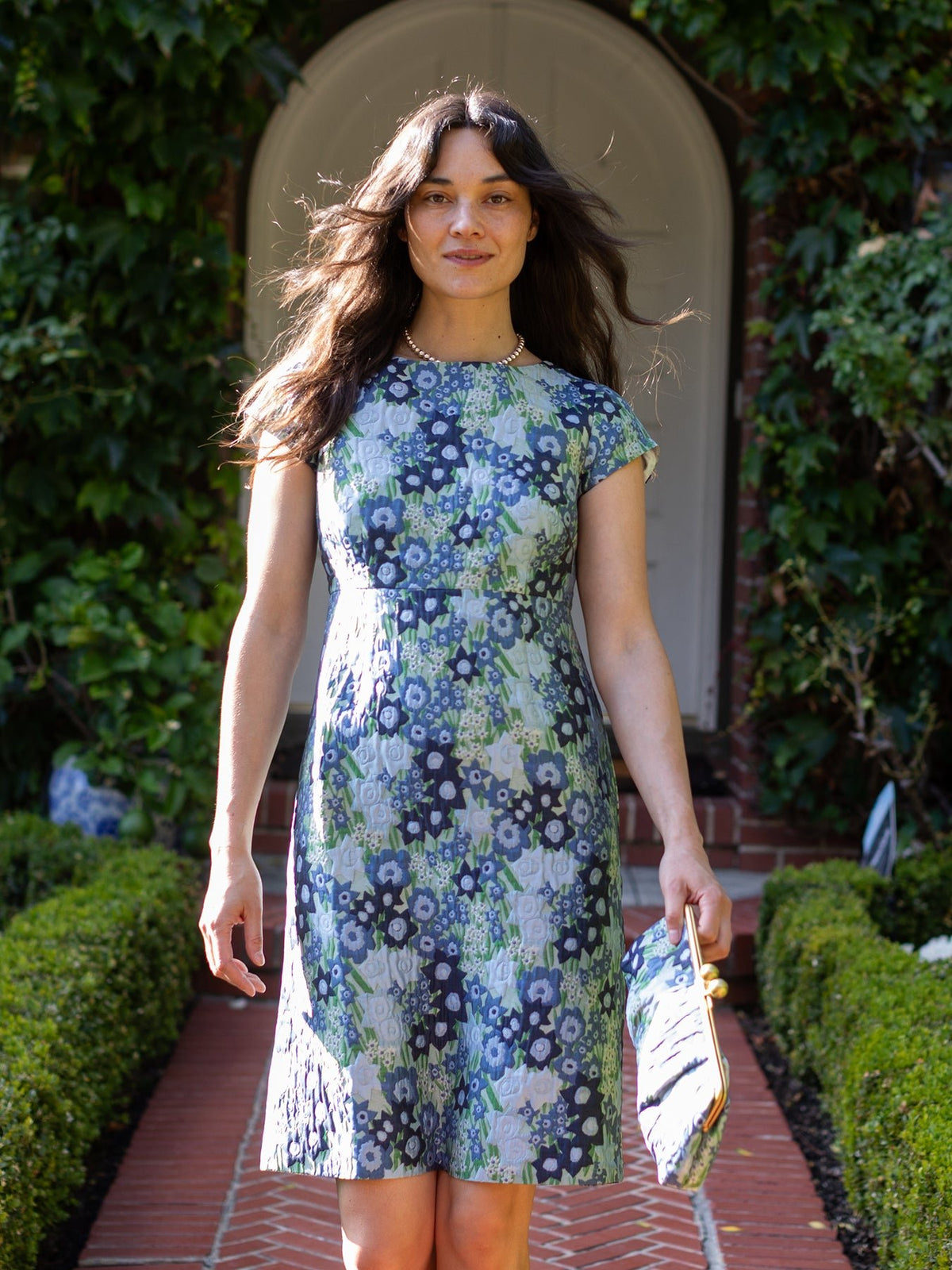 HOLLY dress Daffodils Blue - Lesley Evers-coat-lined coat-new