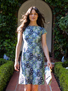 HOLLY dress Daffodils Blue - Lesley Evers-coat-lined coat-new