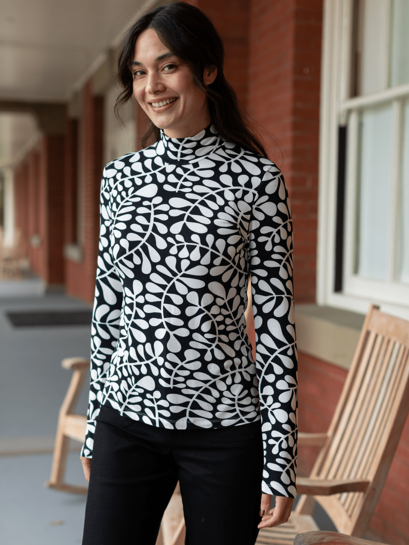 IDA tee Fern Black and White - Lesley Evers - basics - ida - long sleeve