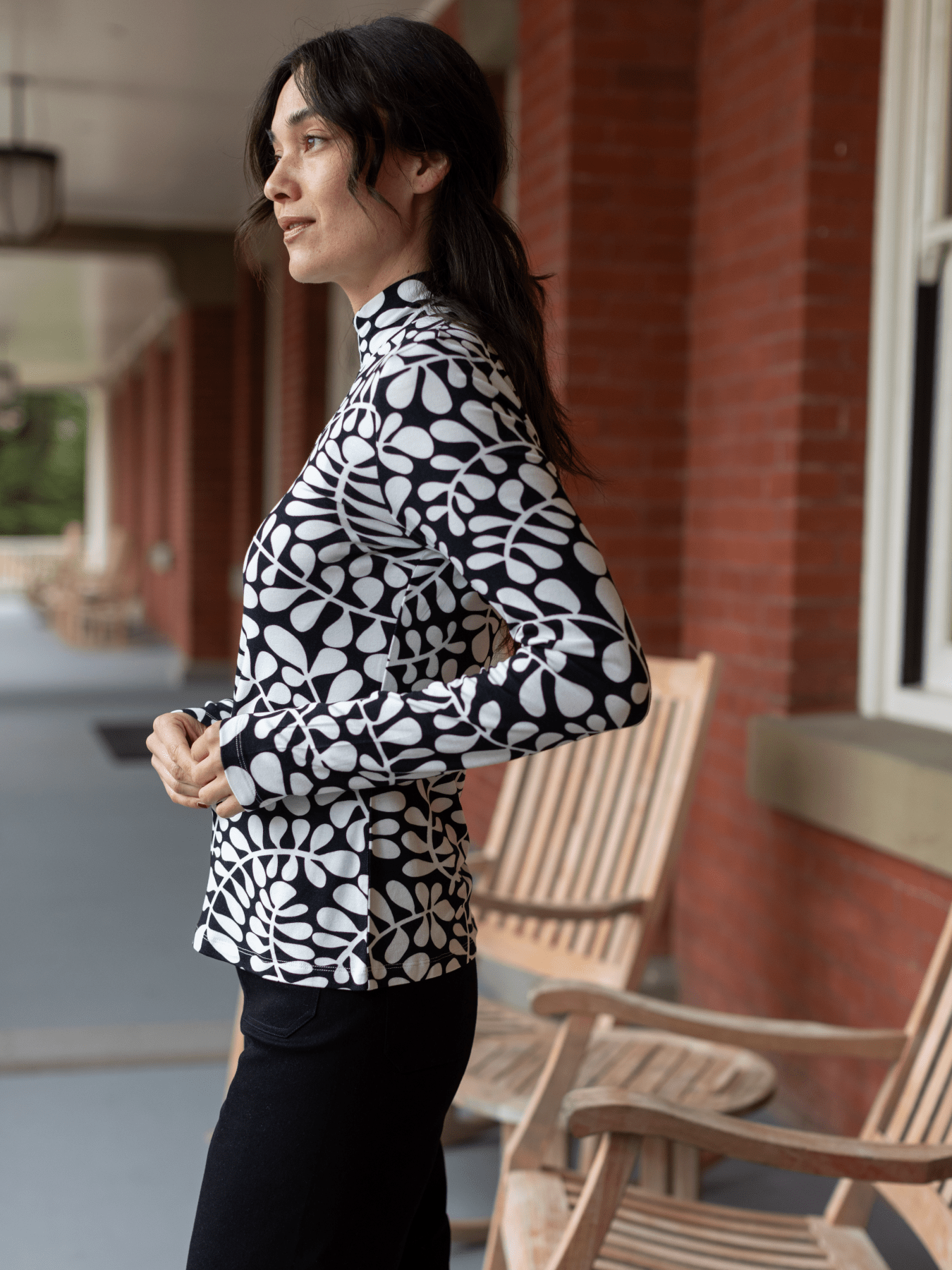 IDA tee Fern Black and White - Lesley Evers - basics - ida - long sleeve